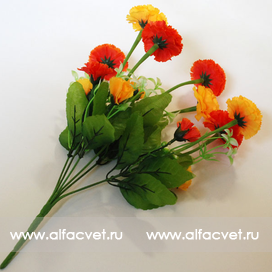 искусственные цветы гвоздики цвета желтый с красным 20