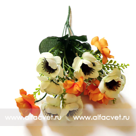 искусственные цветы мак цвета оранжевый с белым 16