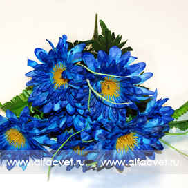 искусственные цветы ромашки с папоротником цвета синий 12