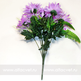 искусственные цветы ромашки с папоротником цвета сиреневый 8