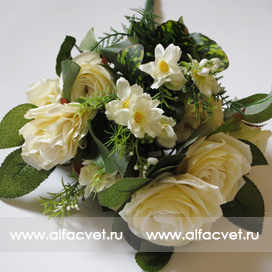 искусственные цветы розы цвета белый 6