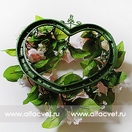 искусственные цветы сердце свадебное цвета светло-розовый 9